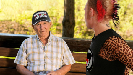 Antifa lectures veteran